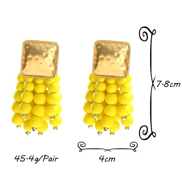 Zara Yellow Cascade Beaded Earrings - Picture 3 of 9